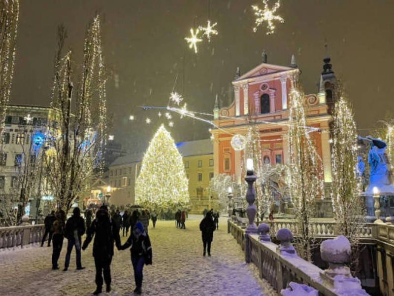 The city of Ljubljana in wintertime